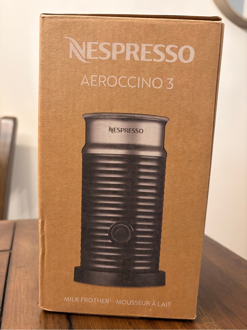 Nespresso Aeroccino 3 Brown Cardboard Packaging